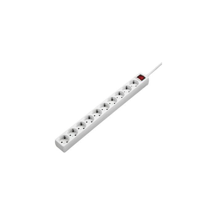 Hama Regleta Alimentacion con 10 Tomas - Cable 3m - Voltaje 230V - Interruptor Iluminado - Color Blanco