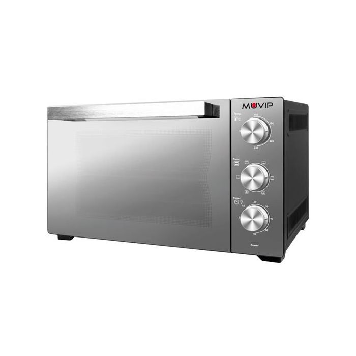 Muvip Serie Espejo Horno 2000W 48L Inox - Regulador de Temperatura 100º-230º - Exterior de Acero con Revestimiento - Selector de