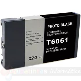 Epson T6061 Negro Foto Cartucho de Tinta Pigmentada Genérico - Reemplaza C13T606100