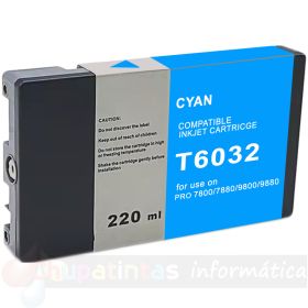 Epson T6032 Cian Cartucho de Tinta Pigmentada Genérico - Reemplaza C13T603200