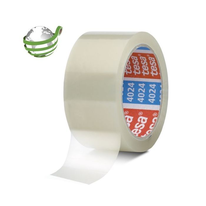 Tesa 4024 PV4 Precinto de Embalar 50mm x 132 Metros - Fabricado en Polipropileno - Adhesivo Acrilico con un 65% de Base Biologic