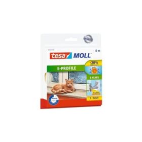 Tesa Moll Classic E-Perfil Burlete para Ventanas Perfil E 6m x 9mm x 4mm - Color Blanco