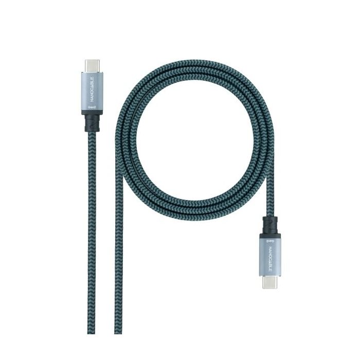 Nanocable Cable USB-C - Longitud 3m - 20Gbps - Carga de 100W - 5A - Video 4K a 60Hz - Chip E-mark - Compatible con Thunderbolt 3
