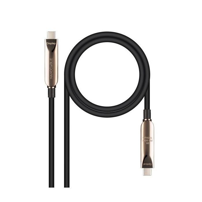 Nanocable Cable USB-C 3.2 Gen2x1 AOC - 60W 3A PD 10Gbps 8K@60Hz - 5m - Color Negro