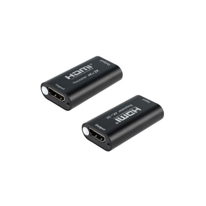 Nanocable Repetidor HDMI - Resolucion 4K a 24Hz - Conectores Hembra a Hembra - Amplificacion hasta 40m - Compacto - Color Negro