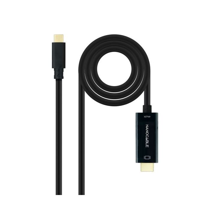 Nanocable Cable Conversor de Video - USB-C a HDMI 1.4 - 4K a 30Hz - Longitud 3m - Macho a Macho - Color Negro