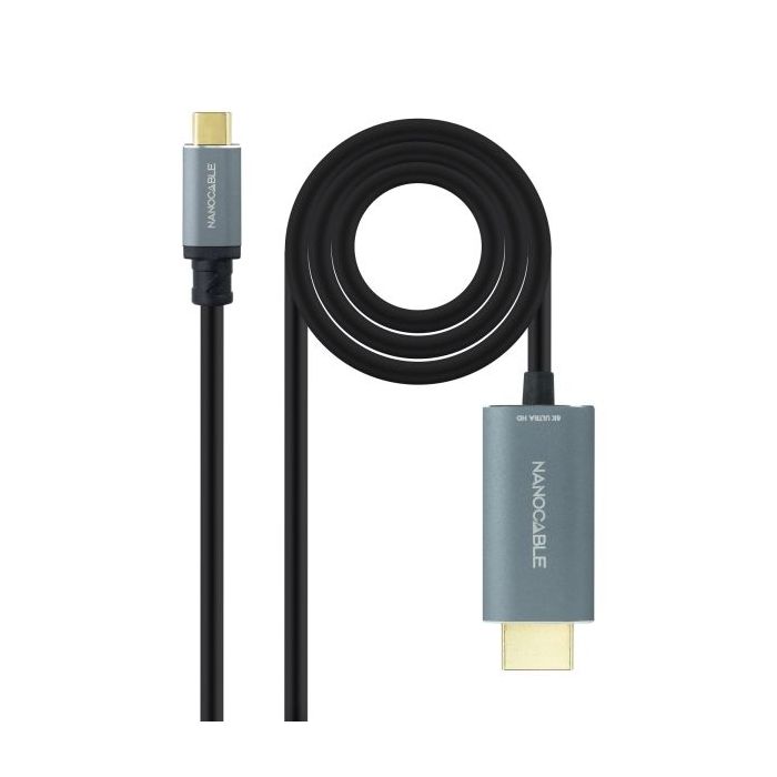Nanocable Cable Conversor de Video - USB-C a HDMI 2.1 - 8K a 60Hz - Longitud 1.8m - Macho a Macho - Color Negro