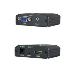 Nanocable Conversor de Video - VGA y Audio a HDMI - Jack 3.5mm - Alimentacion Externa - Conectores Hembra - Color Negro