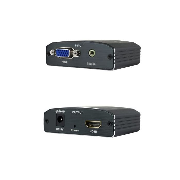 Nanocable Conversor de Video - VGA y Audio a HDMI - Jack 3.5mm - Alimentacion Externa - Conectores Hembra - Color Negro