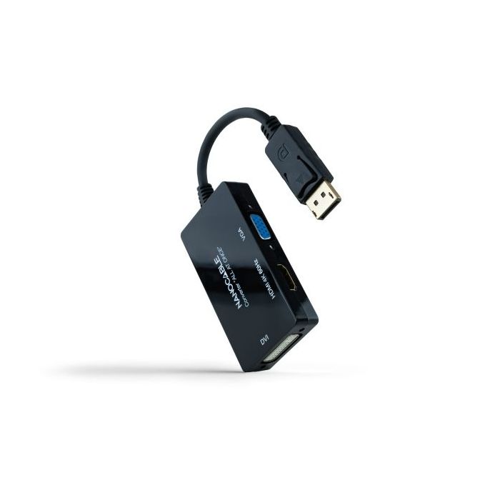 Nanocable Conversor de Video - DisplayPort a HDMI, DVI y VGA - 3 Salidas Simultaneas - 4K a 60Hz por HDMI - Modo SST y MST - Lon