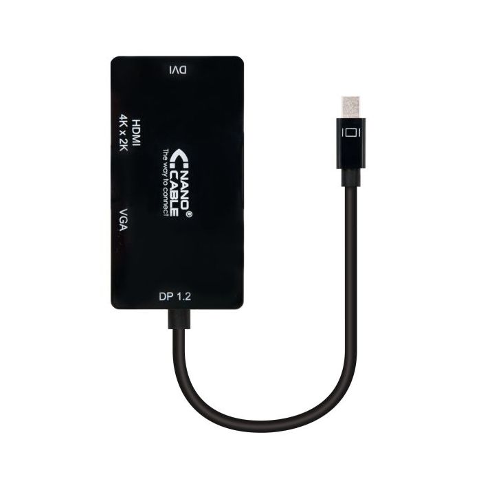 Nanocable Conversor de Video 3 en 1 - Mini DisplayPort a VGA, DVI y HDMI - Resolucion 4K - Longitud 15cm - Conectores Hembra - C