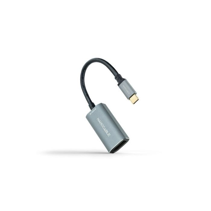 Nanocable Conversor de Video - USB-C a DisplayPort - Resolucion 8K a 60Hz - Carcasa de Aluminio - Longitud 15cm - Color Gris