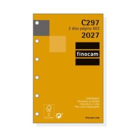 Finocam C297 Recambio para Agenda Classic - Anual 2027 - 2 Dias por Pagina - Formato 602 - 73x114mm - 6 Taladros - Papel de 70g/
