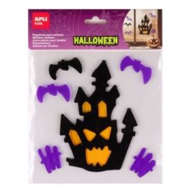 Apli Kids Pack con 7 Pegatinas Jelly de Halloween para Ventanas, Cristales, Espejos etc.. - Diseño Casa Embrujada - Reposicionab