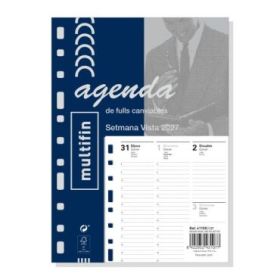 Finocam Recambio Anual para Agenda Multifin en Catalan - Anual 2027 - Semana Vista Vertical - Formato 3002 - 155x215mm - 11 Tala