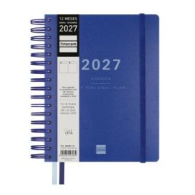 Finocam Tempus Agenda - Anual 2027 - 1 Dia por Pagina - 155x217mm - Espiral Doble - Tapa Extradura de Polipropileno - 2 Cintas M