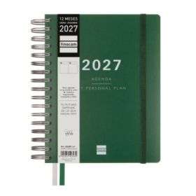 Finocam Tempus Agenda - Anual 2027 - 1 Dia por Pagina - 155x217mm - Espiral Doble - Tapa Extradura de Polipropileno - 2 Cintas M