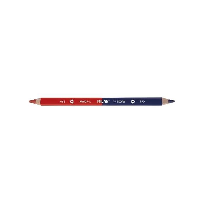 Milan Maxi Lapiz Bicolor Rojo y Azul - Mina Ø 5mm - Triangular - Resistente a la Rotura