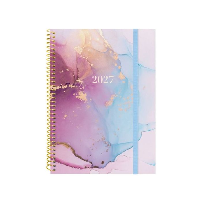 Finocam Trendy Design Collection Goldy Agenda - Anual 2027 - Semana Vista Horizontal - Formato E10 - 155x212mm - Espiral - Tapa