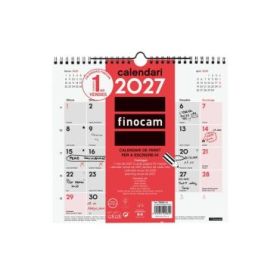 Finocam Neutro Calendario de Pared en Catalan - Anual 2027 - Mes Vista - Formato M - 265x245mm - Espiral Doble - Papel de 120g/m