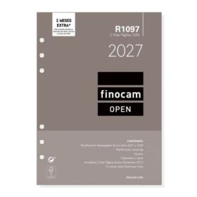 Finocam R1097 Recambio para Agenda Open - Anual 2027 - 2 Dias por Pagina - Formato 1000 - 155x215mm - 6 Taladros - Papel de 80g/