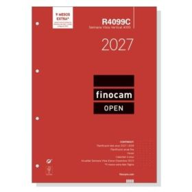 Finocam R4099C Recambio para Agenda Open en Catalan - Anual 2027 - Semana Vista Vertical - Formato A4 - 210x297mm - Papel de 80g