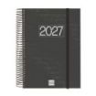 Finocam Espiral Basics Year Agenda en Catalan - Anual 2027 - 1 Dia por Pagina - Formato E10 - 155x212mm - Goma Elastica - Tapa d