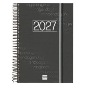 Finocam Espiral Basics Year Agenda en Catalan - Anual 2027 - 1 Dia por Pagina - Formato E40 - 210x297mm - Goma Elastica - Tapa d