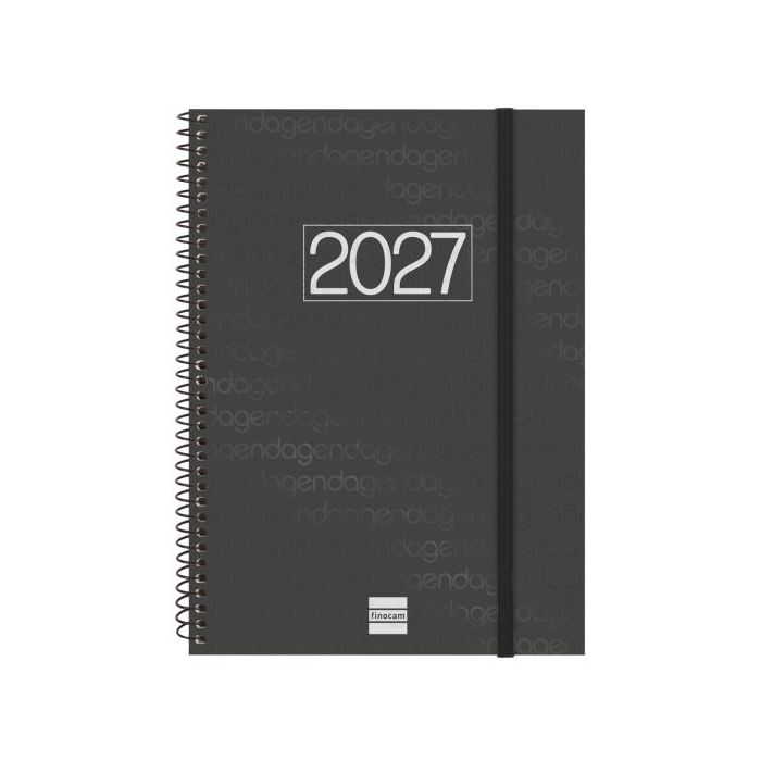 Finocam Espiral Basics Year Agenda - Anual 2027 - Semana Vista Horizontal - Formato E10 - 155x212mm - Espiral - Tapa de Poliprop