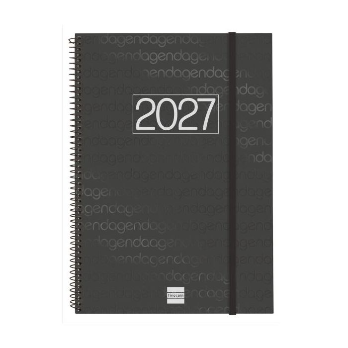 Finocam Espiral Basics Year Agenda - Anual 2027 - Semana Vista Horizontal - Formato E40 - 210x297mm - Espiral - Tapa de Poliprop