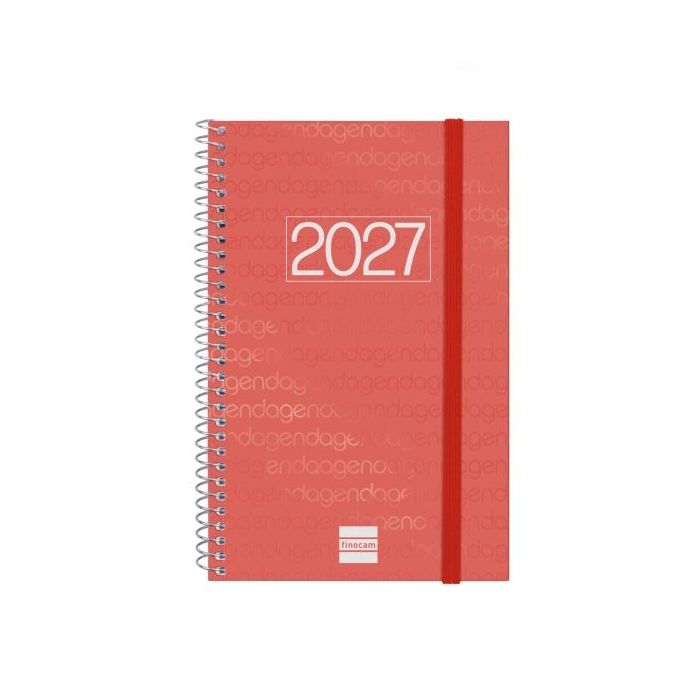 Finocam Espiral Basics Year Agenda en Catalan - Anual 2027 - Semana Vista Horizontal - Formato E5 - 117x181mm - Goma Elastica -