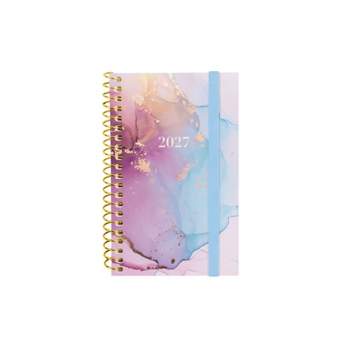 Finocam Trendy Design Collection Goldy Agenda - Anual 2027 - Semana Vista Horizontal - Formato E3 - 79x127mm - Espiral - Tapa de