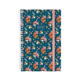 Finocam Trendy Design Collection Flora Agenda - Anual 2027 - Semana Vista Horizontal - Formato E5 - 117x181mm - Espiral - Tapa d