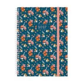 Finocam Trendy Design Collection Flora Agenda - Anual 2027 - Semana Vista Horizontal - Formato E10 - 155x212mm - Espiral - Tapa