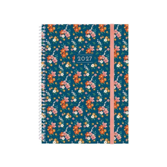 Finocam Trendy Design Collection Flora Agenda - Anual 2027 - Semana Vista Horizontal - Formato E10 - 155x212mm - Espiral - Tapa