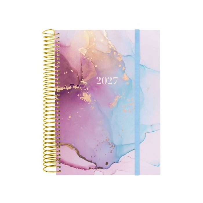 Finocam Trendy Design Collection Goldy Agenda - Anual 2027 - 1 Dia por Pagina - Formato E10 - 155x212mm - Espiral - Tapa de Poli
