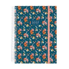 Finocam Trendy Design Collection Flora Agenda - Anual 2027 - 1 Dia por Pagina - Formato E10 - 155x212mm - Espiral - Tapa de Poli