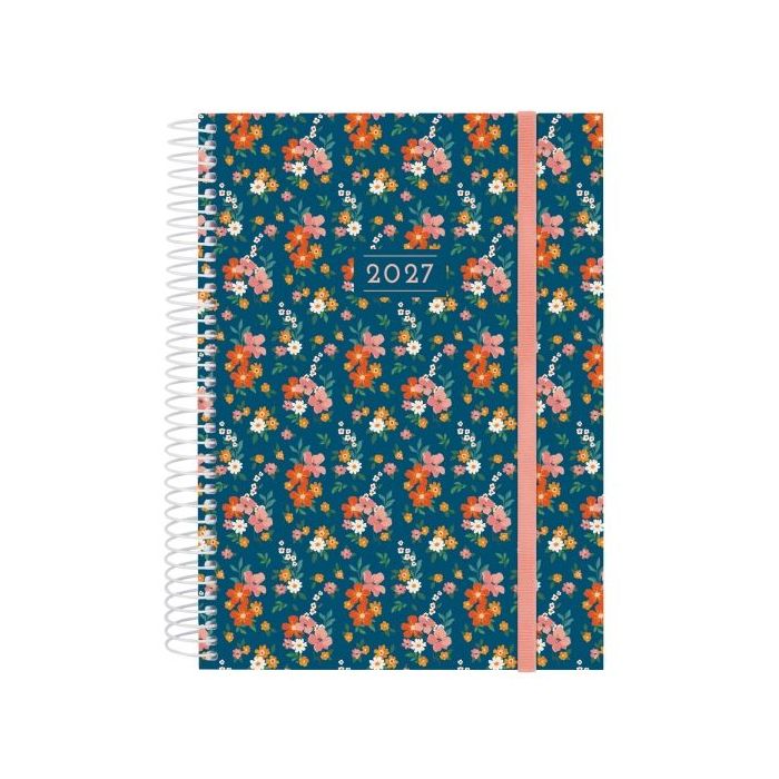 Finocam Trendy Design Collection Flora Agenda - Anual 2027 - 1 Dia por Pagina - Formato E10 - 155x212mm - Espiral - Tapa de Poli
