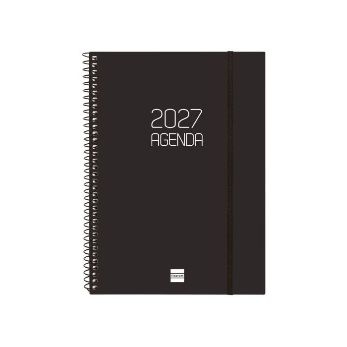 Finocam Espiral Basics Opaque Agenda - Anual 2027 - Semana Vista Horizontal - Formato E10 - 155x212mm - Espiral - Tapa de Polipr