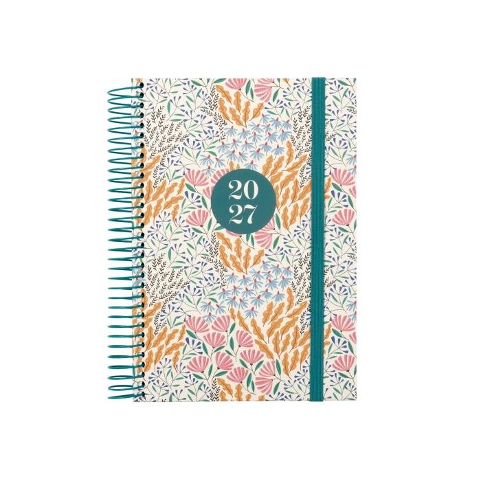 Finocam Moda Espiga Agenda Internacional - Anual 2027 - 1 Dia por Pagina - 140x204mm - Goma Elastica - Tapa Dura de Carton Forra