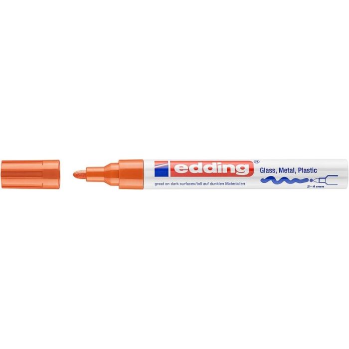 Edding 750 Rotulador Permanente - Punta Redonda - Trazo entre 2 y 4 mm. - Tinta Opaca - Secado Rapido - Color Naranja