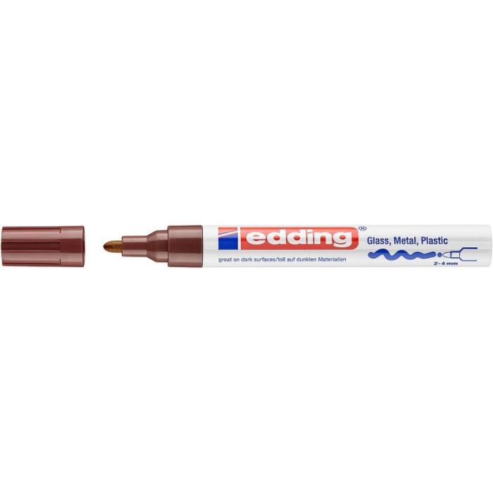 Edding 750 Rotulador Permanente - Punta Redonda - Trazo entre 2 y 4 mm. - Tinta Opaca - Secado Rapido - Color Marron