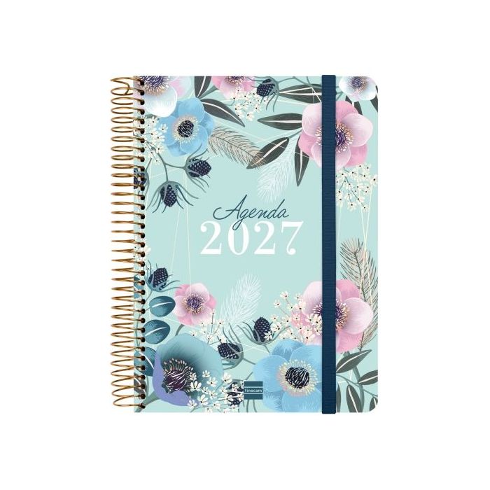 Finocam Cloe Agenda - Anual 2027 - 1 Dia por Pagina - Formato E10 - 155x212mm - Espiral - Tapa Dura de Carton Forrado - Esquinas
