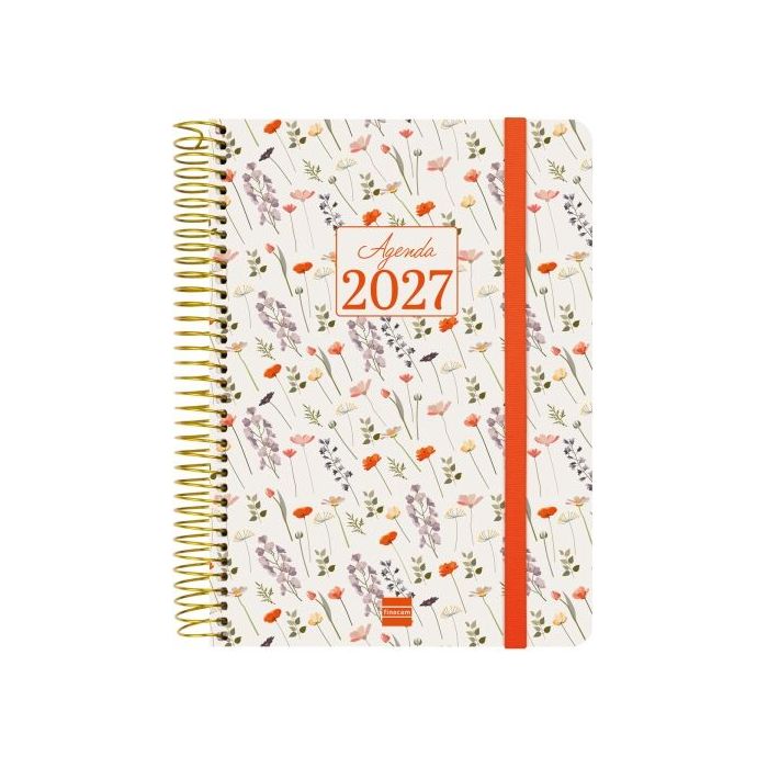 Finocam Cloe Agenda - Anual 2027 - 1 Dia por Pagina - Formato E10 - 155x212mm - Espiral - Tapa Dura de Carton Forrado - Esquinas