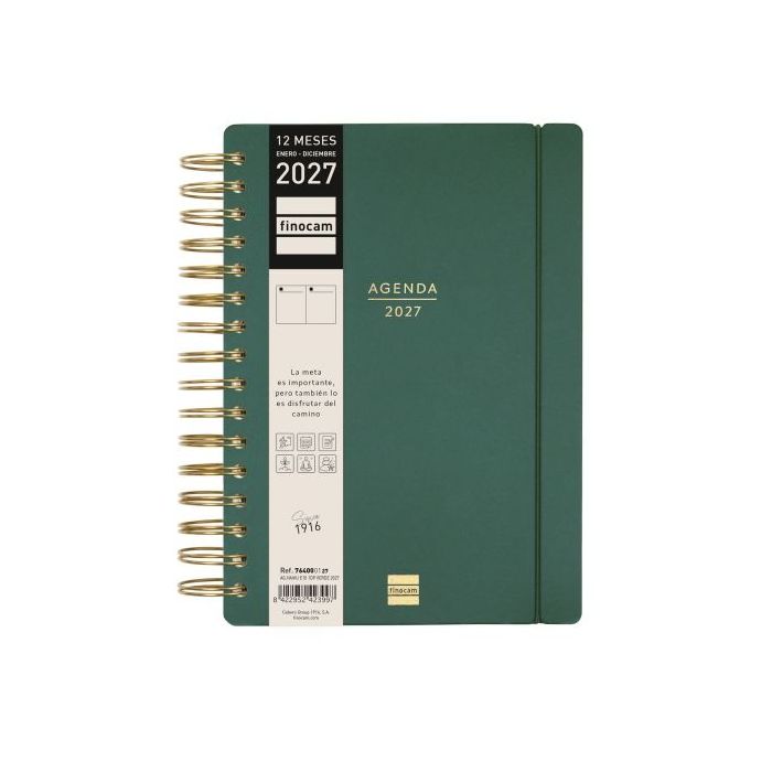 Finocam Haiku Agenda - Anual 2027 - 1 Dia por Pagina - Formato E10 - 155x212mm - Espiral Doble - Tapa Dura de Tacto Suave - Goma