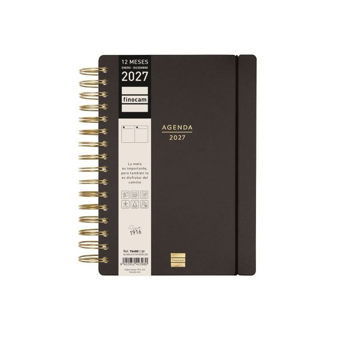 Finocam Haiku Agenda - Anual 2027 - 1 Dia por Pagina - Formato E10 - 155x212mm - Espiral Doble - Tapa Dura de Tacto Suave - Goma