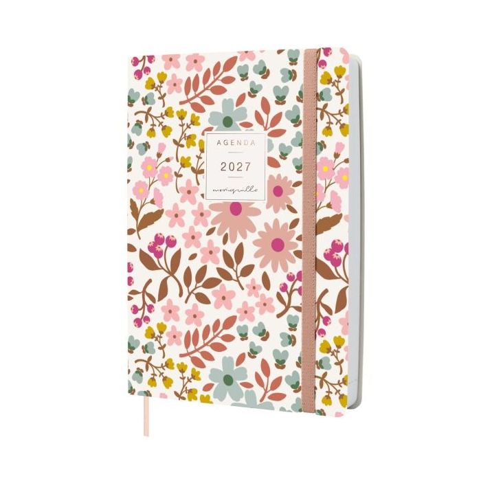 Finocam Moniquilla Agenda Profesional - Anual 2027 - 1 Dia por Pagina - Formato A5 - 148x210mm - Goma Elastica - Cinta Punto - T