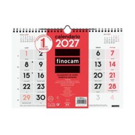 Finocam Neutro Calendario de Pared - Anual 2027 - Mes Vista - Formato M - 300x210mm - Espiral Doble - Papel de 120g/m2 - Numeros