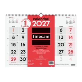 Finocam Neutro Calendario de Pared en Catalan - Anual 2027 - Mes Vista - Formato L - 430x310mm - Espiral Doble - Papel de 120g/m