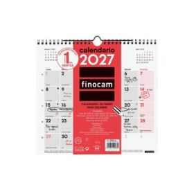 Finocam Neutro Calendario de Pared - Anual 2027 - Mes Vista - Formato M - 265x245mm - Espiral Doble - Papel de 120g/m2 - Espacio